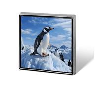 Snow Mountain Penguin Square Lapel Pin Women's Novelty Buttons & Pins Metal Badge Cute Brooch Pin Retro Pinback Badge Fashion Bag Pins for Hat Backpacks Tie Suit Wedding Party Accessory