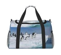 Snow Mountain Penguin Travel Duffel Bag Large Foldable Waterproof Overnight Bag Beach Swim Bags Pool Sports Gym