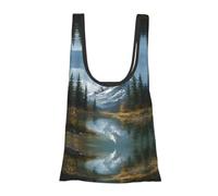 Snow Mountain Print Foldable Reusable Grocery Bag Lightweight Shopping Tote for Groceries Travel Beach Eco-Friendly Compact Adventure Tote