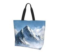 Snow Mountain Print Large Women Tote Bag,Stylish Waterproof Ladies Shoulder Bag, Folding Beach Travel Bag for Work,Shopping