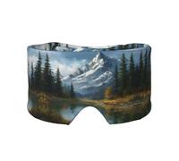 Snow Mountain Print Sleep Eye Mask with Earmuffs - Block Out Light Contoured Night Blindfold Eye Sleeping Mask with Ear Cover for Men Women Side Sleeper Night Gift