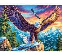 Snow Mountain River Bald Eagle 1000-piece Jigsaw Puzzle Bundle Colorful Fantasy Wildlife Family Puzzle Lovers Brain Training Mindful Activity Spring Paperboard Creativity & Gift Giving 1000