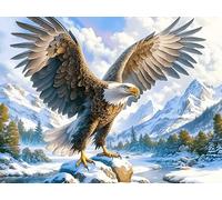 Snow Mountain River Bald Eagle 500-piece Jigsaw Puzzle Bundle Luminous Enchanted Beasts Family Puzzle Lovers Brain Training Mindful Activity Spring Rigid Cardboard 500 PCS/52×38cm
