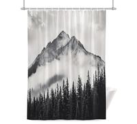 Snow Mountain Shower Curtain for Bathroom, Black Forest Modernism Nature Scenery Waterproof Cloth Fabric Bathroom Accessories Set with 12 Rust Proof Plastic Hooks, 36” x 72”