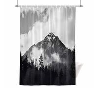 Snow Mountain Shower Curtain for Bathroom, Black Forest Nature Scenery Modernism Waterproof Cloth Fabric Bathroom Accessories Set with 12 Rust Proof Plastic Hooks, 48” x 72”