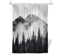 Snow Mountain Shower Curtain for Bathroom, Nature Scenery Black Forest Modernism Waterproof Cloth Fabric Bathroom Accessories Set with 12 Rust Proof Plastic Hooks, 72” x 78”