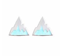 Snow Mountain Small Stud Earrings Dainty Cute Blue Ice Snowy Mountains Peak Triangle Geometric Tiny Earrings for Women Minimalist Climbing Hiking Sports Lovers Holiday Christmas Fashion Jewelry, Zinc
