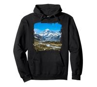 Snow Mountain Valley River Scenic Landscape Graphic Pullover Hoodie