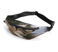Snow Mountain Wild Wolf Belt Bag for Men & Women, Fanny Pack Everywhere with Adjustable Strap, Small Waist Pack for Travel Walking Running Hiking Cycling