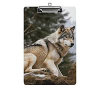 Snow Mountain Wild Wolf Clipboard, A4 Acrylic Clipboard with Hanging Hole, Ultra-Light Clip Board - Holds 100 Sheets, Shatterproof Document Holder for Office, 12.5" X 8.5"