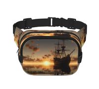 Snow Mountain Wild Wolf Fanny Pack for Women Men Fashion Waist Pack Adjustable Belt Bag for Workout Running Travelling Casual Waist Bag, Ship In The Lake Sunset, One Size