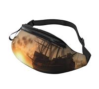 Snow Mountain Wild Wolf Fanny Pack for Women Men Fashion Waist Pack Adjustable Belt Bag for Workout Running Travelling Casual Waist Bag, Ship In The Lake Sunset, One Size