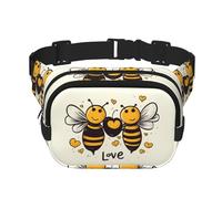 Snow Mountain Wild Wolf Fanny Pack for Women Men Fashion Waist Pack Adjustable Belt Bag for Workout Running Travelling Casual Waist Bag, Bee Love Honey, One Size