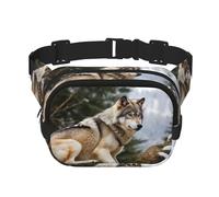 Snow Mountain Wild Wolf Fanny Pack for Women Men Fashion Waist Pack Adjustable Belt Bag for Workout Running Travelling Casual Waist Bag, Snow Mountain Wild Wolf, One Size