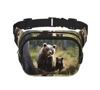 Snow Mountain Wild Wolf Fanny Pack for Women Men Fashion Waist Pack Adjustable Belt Bag for Workout Running Travelling Casual Waist Bag, Mother Brown Bears Protect Cubs, One Size