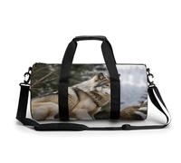 Snow Mountain Wild Wolf Gym Bag for Men Women, Sturdy Oxford Cloth Travel Bags with Removable Shoulder Strap, Waterproof Duffel Bag for Fitness, Travel, Yoga