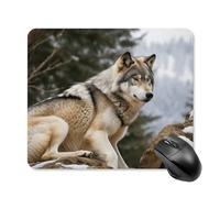 Snow Mountain Wild Wolf Mouse Pad Square Mouse Mat Non-Slip Rubber Base Mousepad Wireless Mice Mat for Gaming, Office & Home, Waterproof Mouses Mats for Laptop/Desktop 25 * 30cm