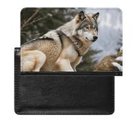 Snow Mountain Wild Wolf Passport Holder with 3 Card Slots, Portable PU Leather Travel Wallet, Slim Protective Cover for Passport, ID, Credit Cards