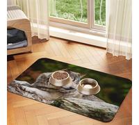Snow Mountain Wild Wolf Patterned Pet Feeding Mat with Water-Absorbing PU Top & Rubber Base - Anti-Slip Dog Cat Food Mat for Cats, Dogs & Pets, 30x45cm