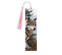 Snow Mountain Wild Wolf Wood Bookmark for Men Women Reading Wooden Bookmarks Unique Handmade Book Marks with Tassel Pendant Craft Bookmark for Book Lovers Birthday Teachers Gift