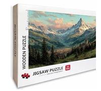 Snow Mountain Wooden Jigsaw Puzzles 30x20in, Landscape Jigsaw Puzzles 1000 Pieces for Adults with Box, Educational Challenging Game, Back Lettering Easy to Distinguish, Summer Home Decor, U-3291