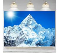 Snow Mountains Backdrop Winter Ice Mountain Peak Everest Park Alpine Winter Background Winter Ski Birthday Photographic Banner 240X180cm
