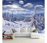 Snow Mountains Wall Mural 3D Winter Landscape Photo Wallpaper Home Decor TV Background Large Art Wall Painting for Living Room Bedroom 157"x 110"/400 x 280 cm(W x H)(It's not Peel and Stick)