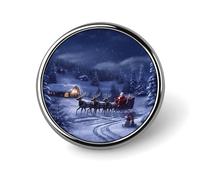 Snow Night Santa And Deer Backpack Pin Cute Brooch Decoration Brooches for Women Mens Lapel Pins for Suits Fashion Button Badges for Hat Backpacks Purses Jackets Shirt Suit Lapels-Square