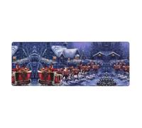 Snow Night Santa and Deer Computer Desk Pad, Non-Slip Surface Mat for Enhanced Gaming Performance and Office Productivity