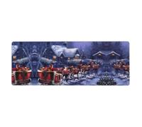 Snow Night Santa and Deer Mouse Pad 12x31.5in Extended Gaming Surface