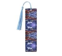 Snow Night Santa and Deer Print Wooden Bookmark Bookmarks with Tassels Book Marks for Reading Hardcover Books Notebooks
