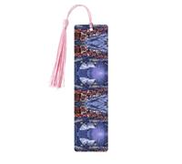 Snow Night Santa and Deer Print Wooden Bookmark Bookmarks with Tassels Book Marks for Reading Hardcover Books Notebooks