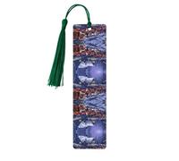 Snow Night Santa and Deer Print Wooden Bookmark Bookmarks with Tassels Book Marks for Reading Hardcover Books Notebooks