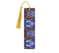 Snow Night Santa and Deer Print Wooden Bookmark Bookmarks with Tassels Book Marks for Reading Hardcover Books Notebooks