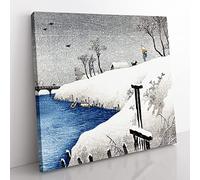 Snow on Ayase River by Takahashi Shotei Asian Japanese Canvas Wall Art Print Ready to Hang, Framed Picture for Living Room Bedroom Home Office Décor, 50x50 cm (20x20 Inch)