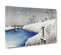 Snow On Ayase River By Takahashi Shotei Asian Japanese Canvas Wall Art Print Ready to Hang, Framed Picture for Living Room Bedroom Home Office Décor, 30x20 Inch (76x50 cm)