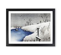 Snow On Ayase River By Takahashi Shotei Asian Japanese Framed Wall Art Print, Ready to Hang Picture for Living Room Bedroom Home Office Décor, Black A2 (64 x 46 cm)