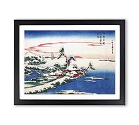 Snow On New Years Day At Susaki By Utagawa Hiroshige Asian Japanese Framed Wall Art Print, Ready to Hang Picture for Living Room Bedroom Home Office Décor, Black A4 (34 x 25 cm)