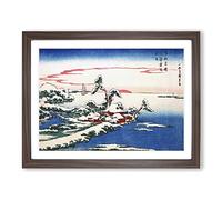 Snow On New Years Day At Susaki By Utagawa Hiroshige Asian Japanese Framed Wall Art Print, Ready to Hang Picture for Living Room Bedroom Home Office Décor, Walnut A2 (64 x 46 cm)