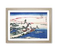 Snow On New Years Day At Susaki By Utagawa Hiroshige Asian Japanese Framed Wall Art Print, Ready to Hang Picture for Living Room Bedroom Home Office Décor, Oak A4 (34 x 25 cm)