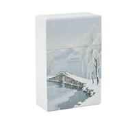 Snow on The Broken Bridge Cigarette Case Waterproof Plastic Cigarette Box Vintage Cigarette Cases for Men Women Small Funny Cigarette Holder for Regular 85mm King Size 20 Capacity