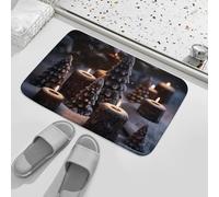 Snow on The Candle Bath Rug Coral Velvet Bathroom Mat Non Slip Absorbent Shower Rug Soft Indoor Entrance Floor Mat Kitchen Area Carpet Modern Door Mats for Home Bedroom 19.7"x31.5"