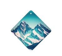 Snow On Top Of A Mountain Pattern Car Air Fresheners 4 Pcs Square Hanging Aromatherapy Tablets Scented Fresheners For Bedroom Bathroom