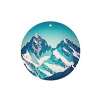 Snow On Top Of A Mountain Pattern Car Air Fresheners 6 Pcs Round Shape Hanging Aromatherapy Tablets Scented Fresheners For Bedroom Bathroom