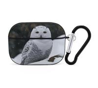 Snow Owl AirPods Pro Case Cover with Keychain Ring PC Hard Shell Protective Case for AirPods Pro 2nd for Women Men Generation Easy Open Full Drop Protection Cover Black-Style