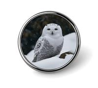 Snow Owl Badge,Comfort Light in Weight Round Emblem Cute Funny Decor Brooch Smooth Does Not Fade Badges for Hats Jackets Coat Shirt