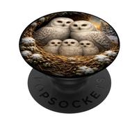 Snow Owl Bird Bird Watcher Spring Bird of Prey Owl PopSockets Adhesive PopGrip