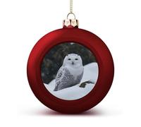 Snow Owl Christmas Tree Ornaments 1.6 Inch Shatterproof Pc Plastic Balls with Lanyard Baubles Hanging Christmas Ball Ornaments for Xmas Tree Holiday Party Wedding Home Decorations-red