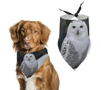 Snow Owl Dog Bandana Triangle Dog Scarf Washable Polyester Dog Bibs Cute Pet Bandana for Medium Large Dogs Puppy and Cats