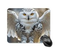 Snow Owl Mouse Pad Square Mice Mat Waterproof Computer Mousepad with Non-Slip Rubber Base Wireless Mice Pad for Laptop Office Home Personalized Gaming Mousepad 20 * 25cm